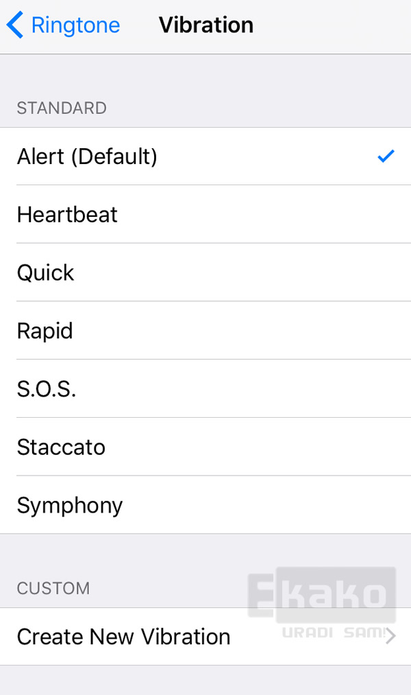 iphone menu create new vibration