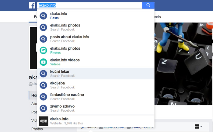 Facebook pretraga prikazuje slike