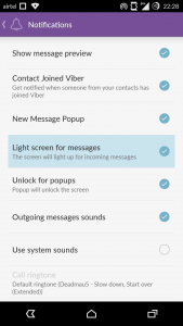 Viber - paljenje ekrana na poruke