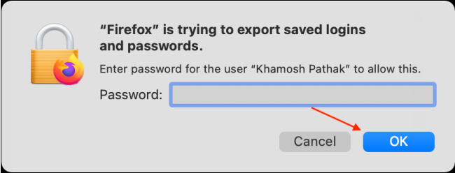 Eksport passworda u Firefoxu - upozorenje