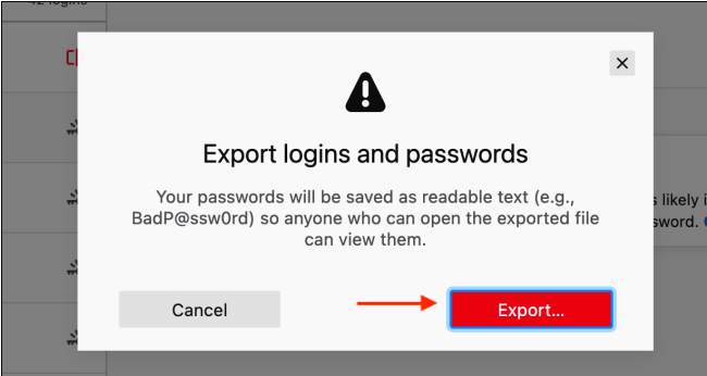 Kako eksportovati spašene passworde